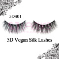 5D Vegan Non-Animal Tested Silk Fiber Lashes With Golden Marble Own Logo Branding Eyelash Box Package 5DS